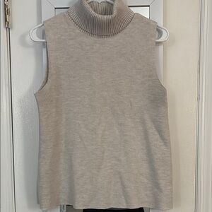 Sleeveless Turtleneck Sweater in Beige